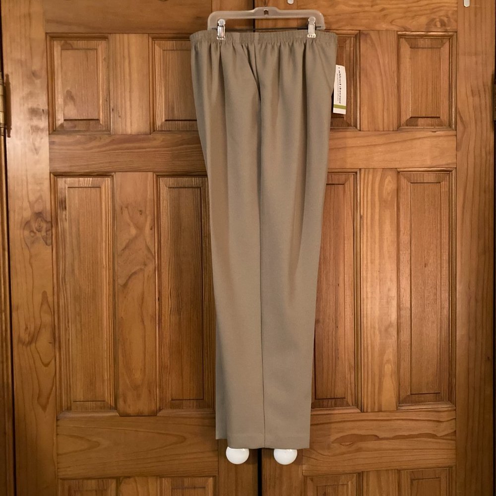 NWT Alfred Dunner Vintage 90s Pull On Elastic Waist Pants Tan Women's Size 14